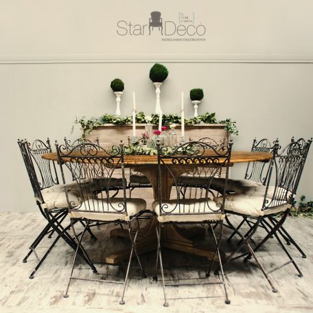 Alquiler de mesa de madera vista redonda para banquete vintage boda evento