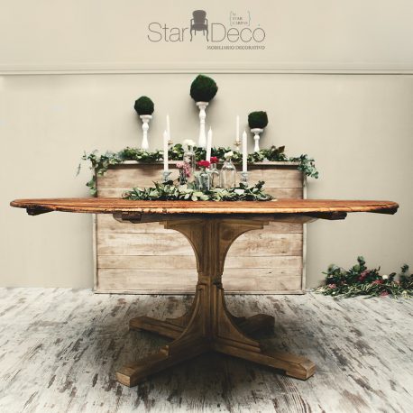 Alquiler de mesa de madera vista redonda para banquete