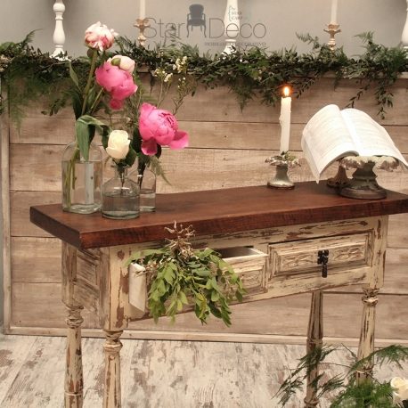 mesa de madera maciza modelo romanza vintage