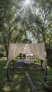 Alquiler de pergolas de lino para bodas y eventos