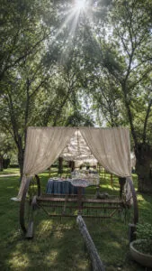 Alquiler de pergolas de lino para bodas y eventos