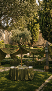 Alquilar Pergolas de madera para eventos decoracion boda sombra verde oliva