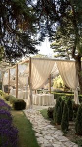 Alquiler de pergolas de lino para bodas y eventos
